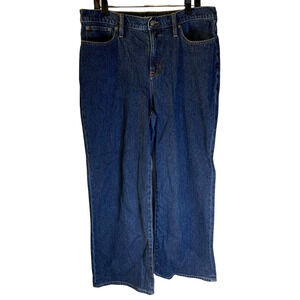 J Crew Women's Slim Wide Leg Jeans Petite Size 32P Blue High Rise 2023 BT757